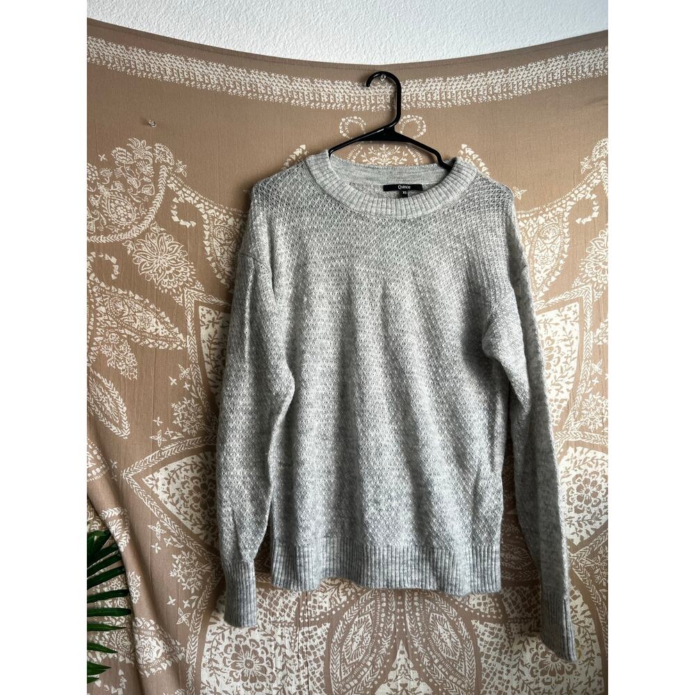 Quince Baby Alpaca-Wool Diamond Stitch Crew in Light Grey